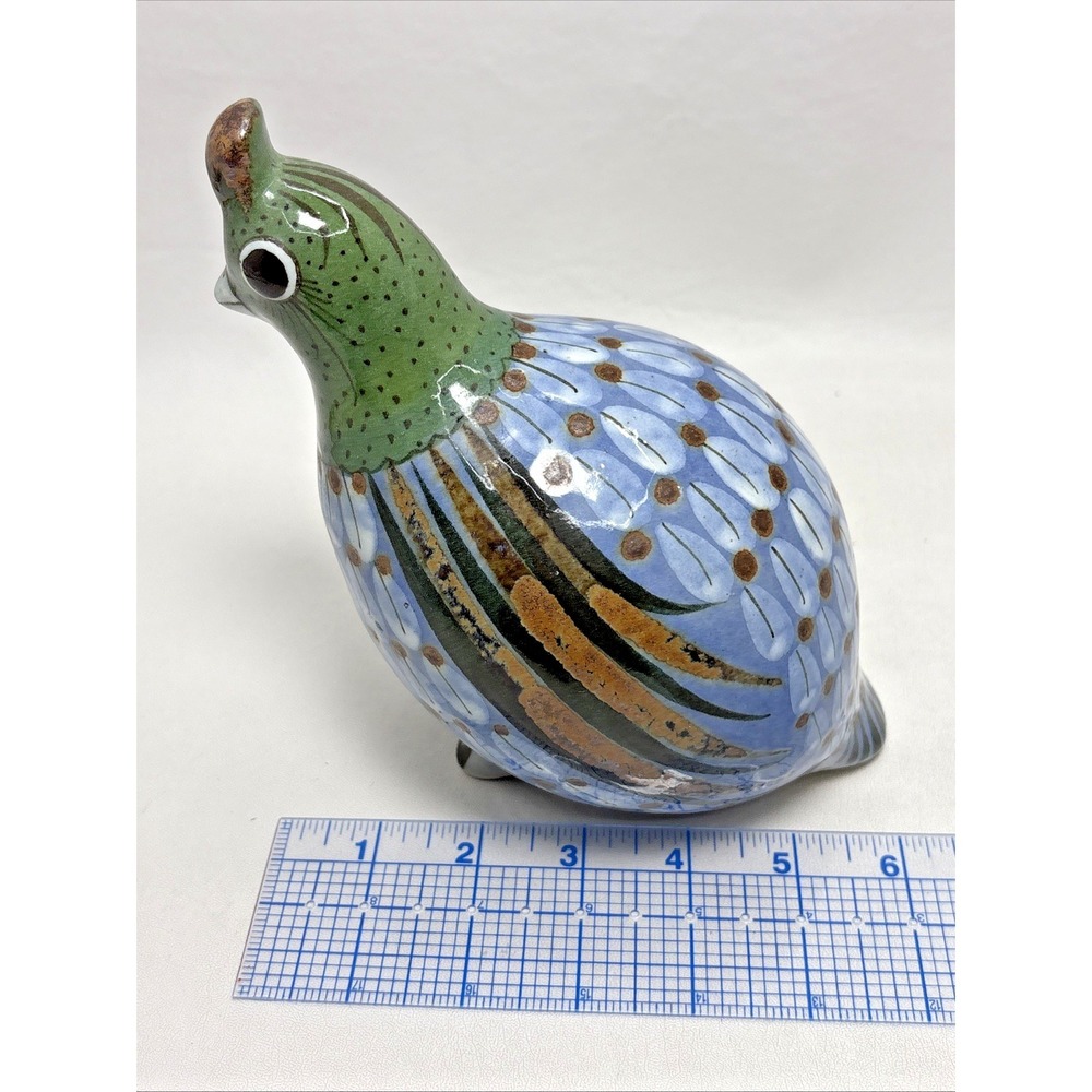 Vtg Ken Edwards El Palomar Mexico Hand Paint Pottery Quail Bird 7" Tonala Signed - Picture 5 of 7